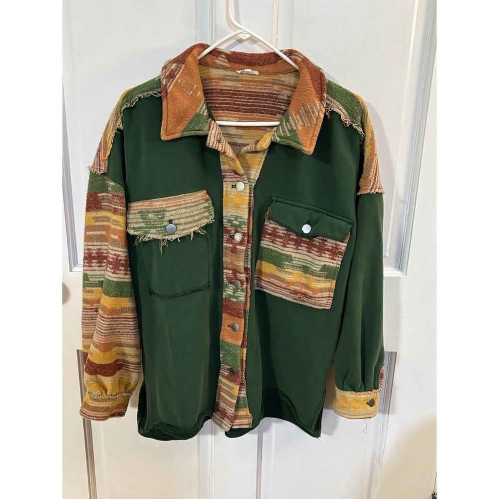 Jodifl Aztec Print Coat Button Up Women's Large
